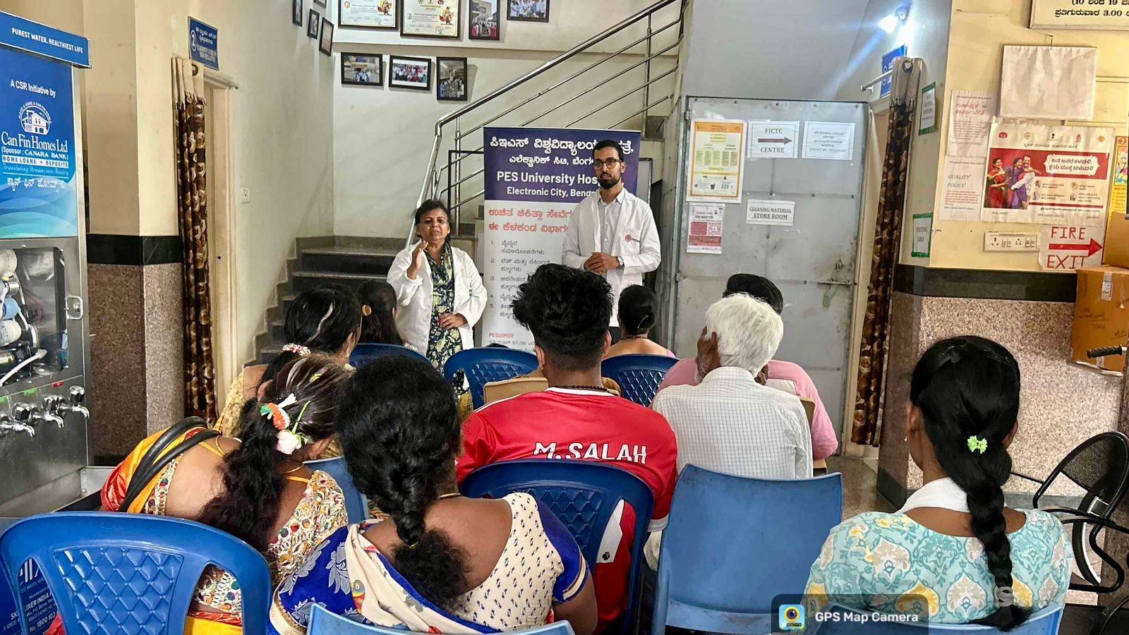 World Hypertension Day: PES University IMSR Organizes Awareness Program at Gottigere PHC